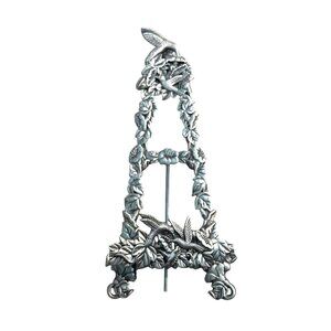 Vintage Pewter Easel Humming Bird & Floral Design For Display